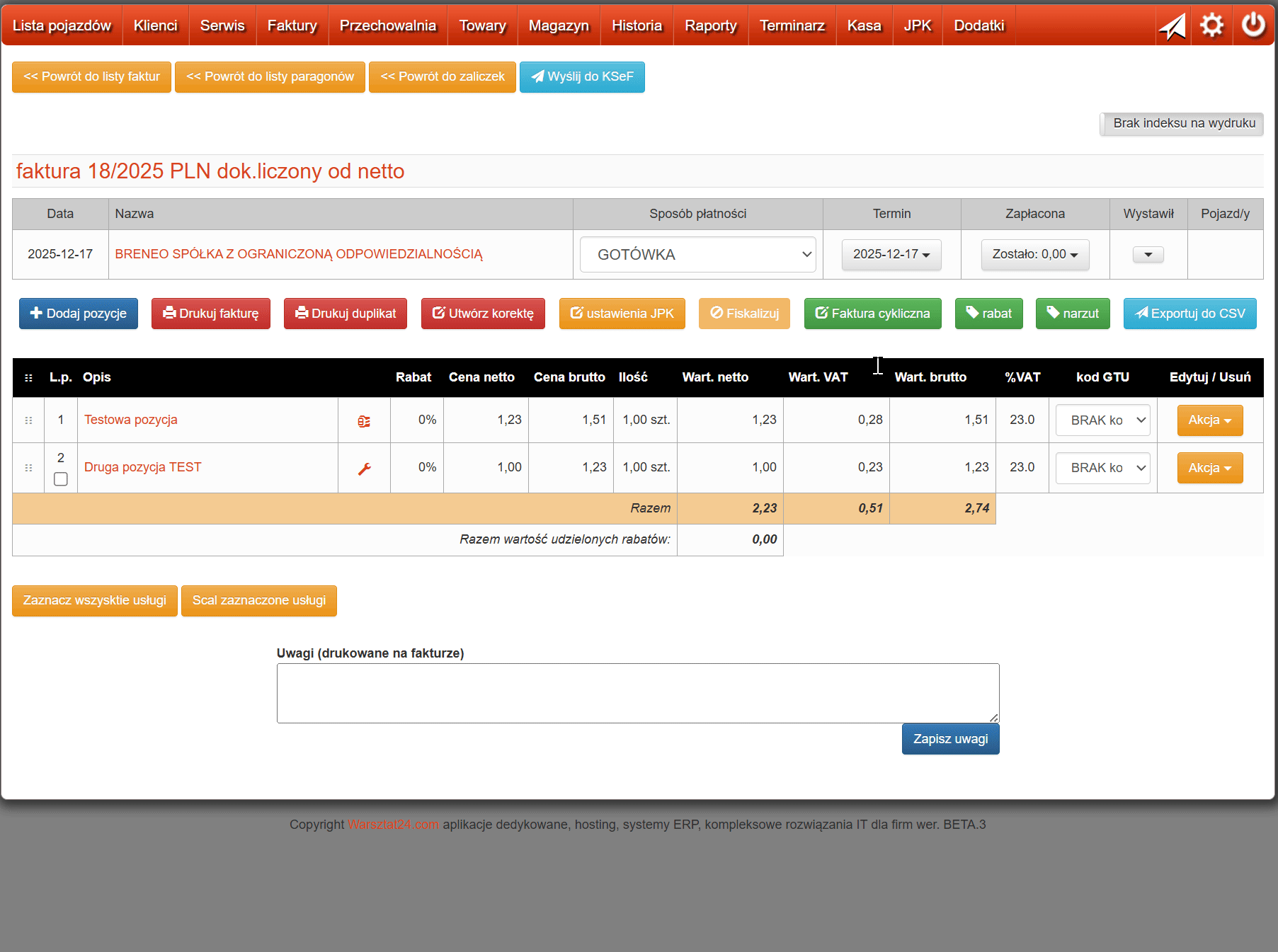 Wysyłanie faktur do KSeF w Warsztat24.com